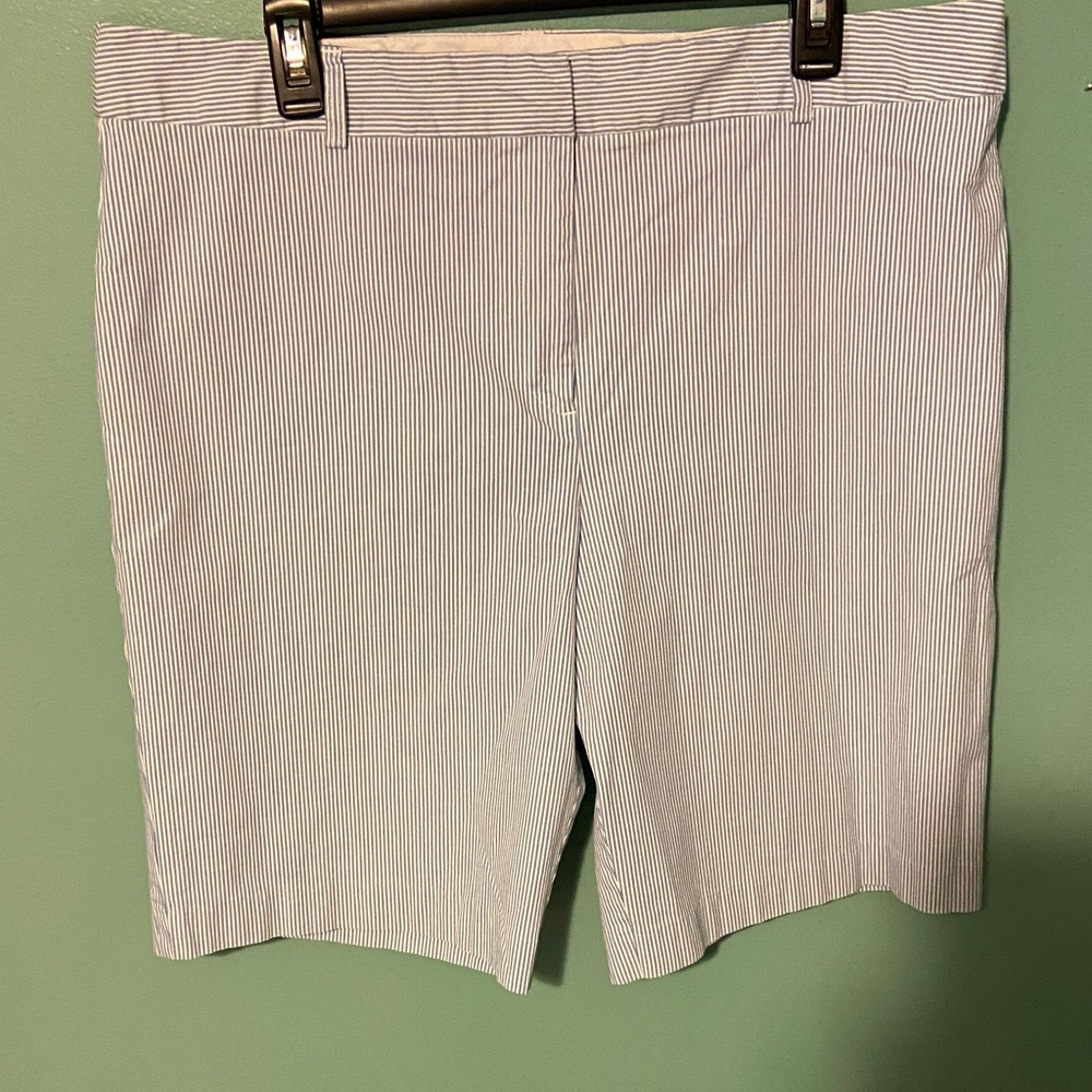 Attention Women's Pinstripe Shorts - White and Blue